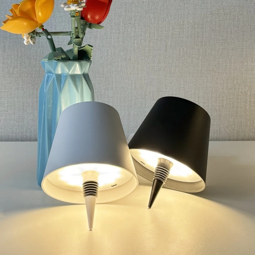 2-Piece Set USB Charge Bottle Table Lamp Touch Control of 3 Colors and Stepless Dimming Night Lamp