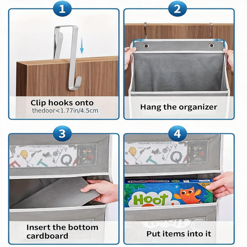 5-Shelf Hanging Storage Organizer - Behind Door Anti-Tilt 5 Large Capacity Pockets Suitable for Bedroom Bathroom