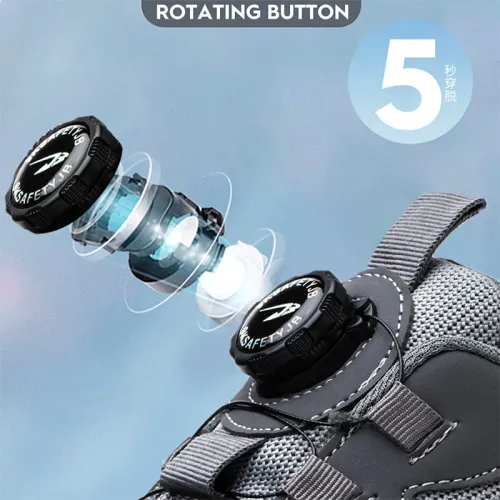 Rotating Button Safety Shoes Men Steel Toe Sneaker Air Cushion Work Shoes Man Puncture Proof Work Safety Boots Protective Shoes