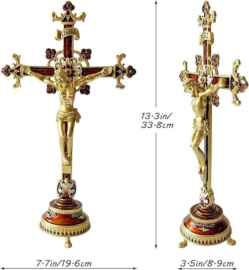 Hand-Painted Metal Jesus Christ Crucifix: Sacred Home Decor