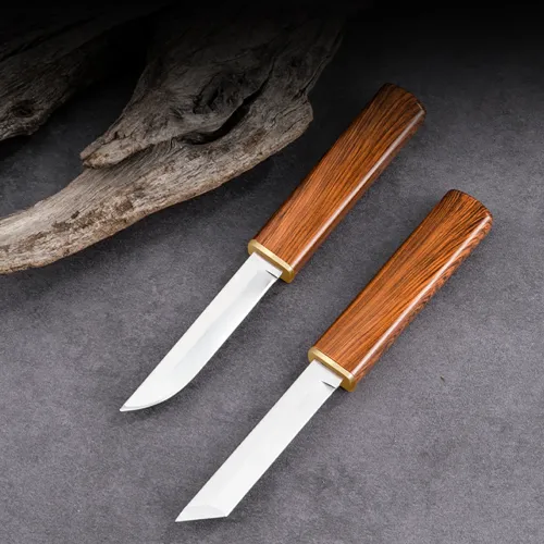 2-in-1 Double Knife Utility Knife Outdoors Fishing Camping Knife Stainless Steel Paring Knife Barbecue Cutter Easy to carry