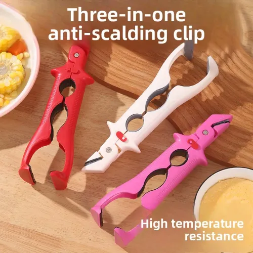 Upgraded three-in-one anti-scald clip, kitchen silicone clamp, non-slip bowl tongs, household plate lifter