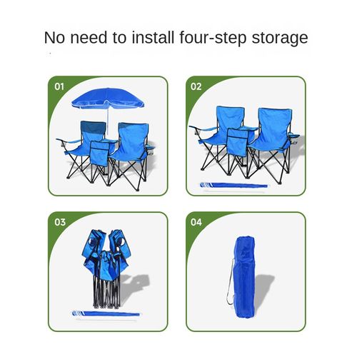 Outdoor leisure beach chair, sunshade, ice pack, double chair