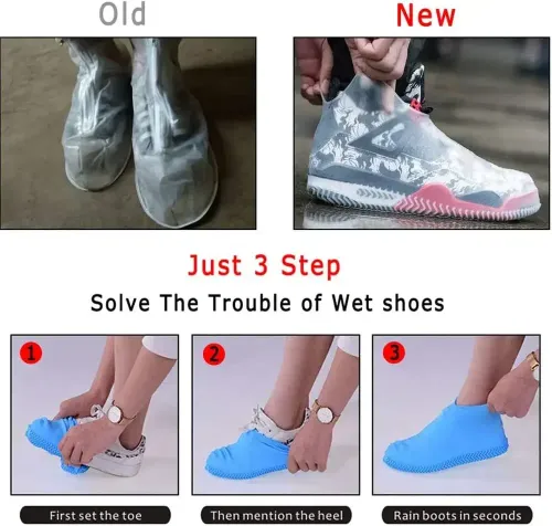 2 pairs of waterproof silicone shoe covers