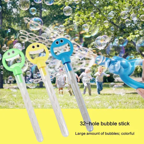Handheld Bubble Wand Smiling Face Bubble Stick Blower Maker For Children Outdoor Activity Fun Soap Blowing Bubble Tool