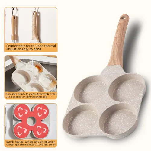 4 Hole Omelet Pan Frying Pot Thickened Nonstick Egg Pancake Steak Cooking Pan