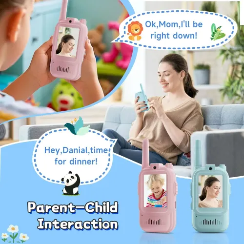 2PCS Kids Video Walkie Talkies USB Charging Indoor and Outdoor High Definition Intercom Children's Toys Birthday Gifts Ages 3-12