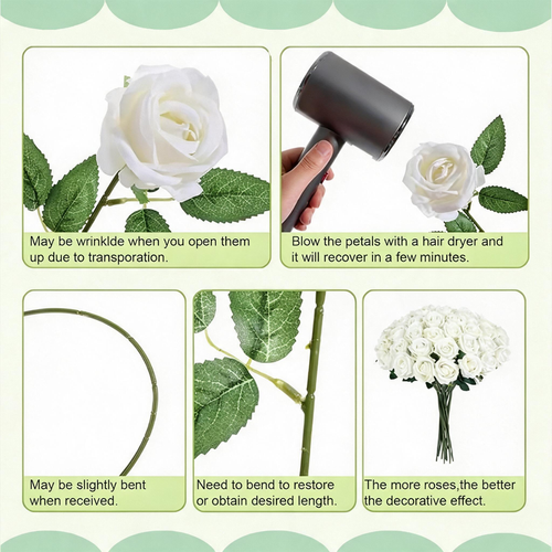 15pcs Realistic Artificial Rose Bouquet for Weddings, Birthdays, and More for Floral Arrangements and Home Decor