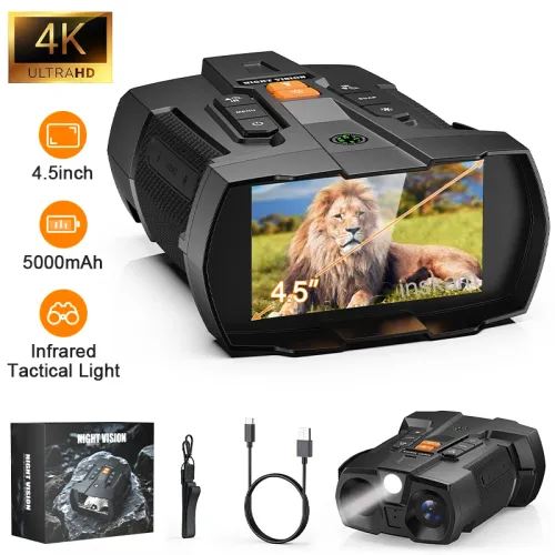 4K Night Vision Binoculars 4.5inch Big Screen Night Vision Goggles 5000mAh 800m Full Dark Infrared Night Vision Telescope Goggle