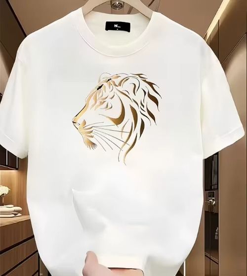 Summer New Style Men's Pure Cotton Short-sleeved T-shirt, Comfortable and Breathable, Trendy and Fashionable with Printed Design