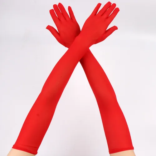 Women 55cm Long Sexy Lace Mesh Thin Transparent Long Gloves Multicolor High Elasticity Etiquette Opera Cosplay Party Performance