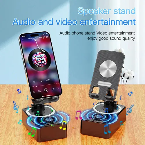 3-in-1 Bluetooth Speaker Phone Power Bank Foldable Wireless Speaker Phone Stand with Anti-Slip Pads For Video Meeting Live