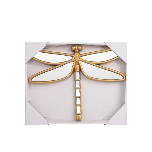 French-Gold-Plated Dragonfly Mirror Wall Hanging. Resin Three-Dimensional