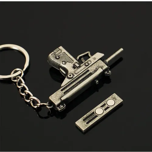 Gun Model Ornament Metal Pendant Uzi Submachine Gun Removable Alloy Keychain 5cm Decoration Crafts Figurines & Miniatures