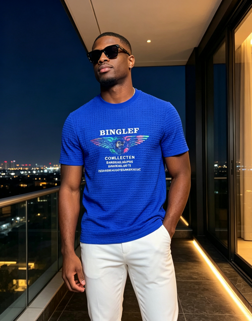 Men's Crew Neck Short Sleeve T-Shirt With Wing Graphic