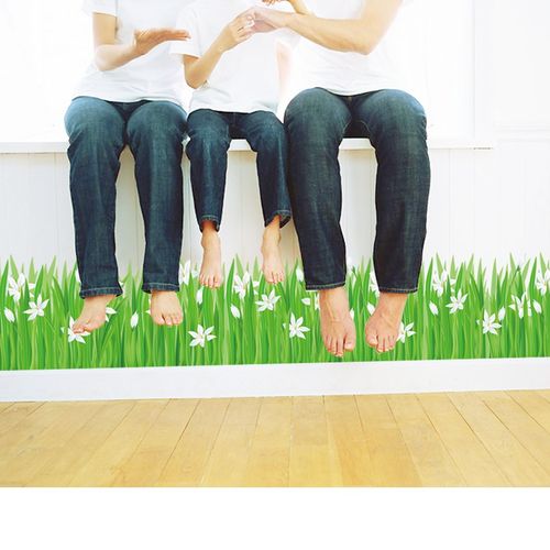 Grass-themed baseboard wall decal