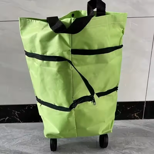 2-in-1 foldable shopping cart, shopping bag trolley and wheels, portable rolling handbag, shopping bag and wheels, waterproof tr