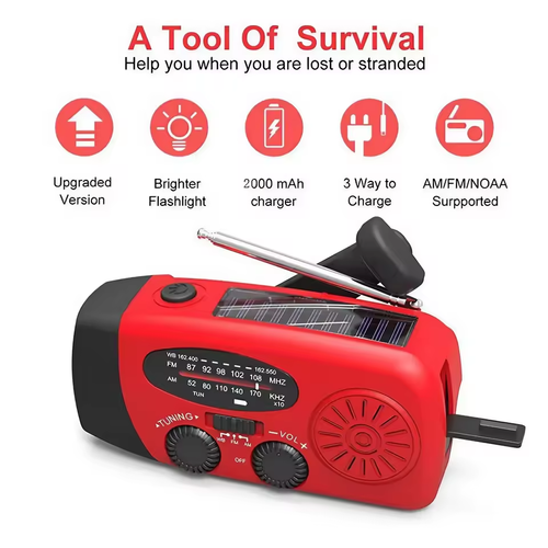 Multifunctional FM Radio Outdoor Emergency Hand-crank Generator Solar Mobile Phone Charging Lighting Table Lamp