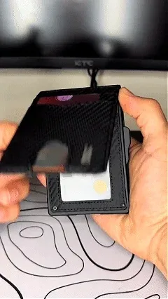 Minimalist Pop-Up Wallet for Men – RFID Blocking Aluminum Card Holder with Cash Slot, ID Window & Leather Front Pocket