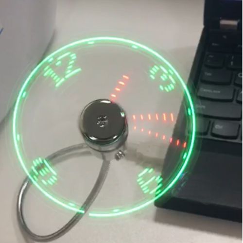 Portable USB LED Clock Fan Real-Time Display Flexible Gooseneck Soft Blades USB Powered