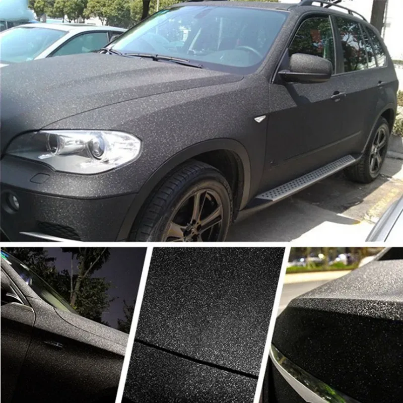 20CM X 152CM Per Lot Black Glitter Vinyl Sticker New Car Styling Matte Sanding Glitter Vinyl Film Body Wrap