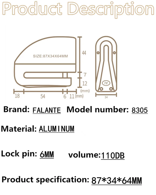 Motorcycle Alarm Lock Bike Security Anti-theft Lock Motorbike Mountain bike Disc Brake Lock