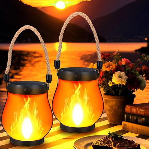 New solar flame lamp hemp rope lamp