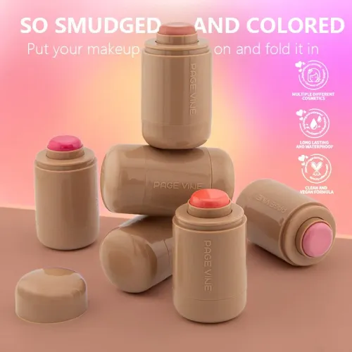 New Blush Stick 3-in-1 Cheek Lip Tinted Moistured Blush Stick Silky Brighten Blush Cream Blusher Cosmetics Tubes Matte Contour