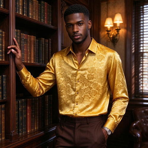 Men's Long-Sleeve Printed Shirt with a Sophisticated Look