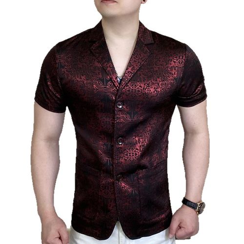 Casual shirt with red cloud pattern