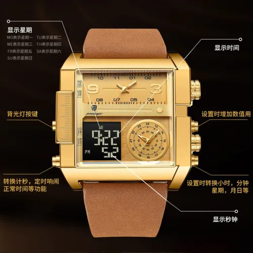 POEDAGAR Luxury Man Wristwatch Rectangle Waterproof Luminous Day Week Men Watch Digital Multifunction Men's Watches Quartz Reloj