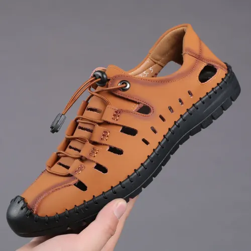 New Summer Men Genuine Leather Sandals Business Casual Shoes Men Outdoor Beach Sandals Roman Men Summer Water Shoes