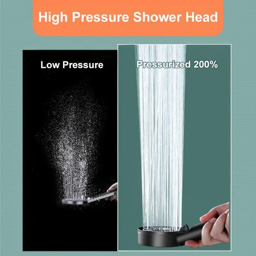 Black 5 Modes Shower Head Adjustable High Pressure Water Saving Shower Head Water Massage Shower Head Bathroom Accessories
