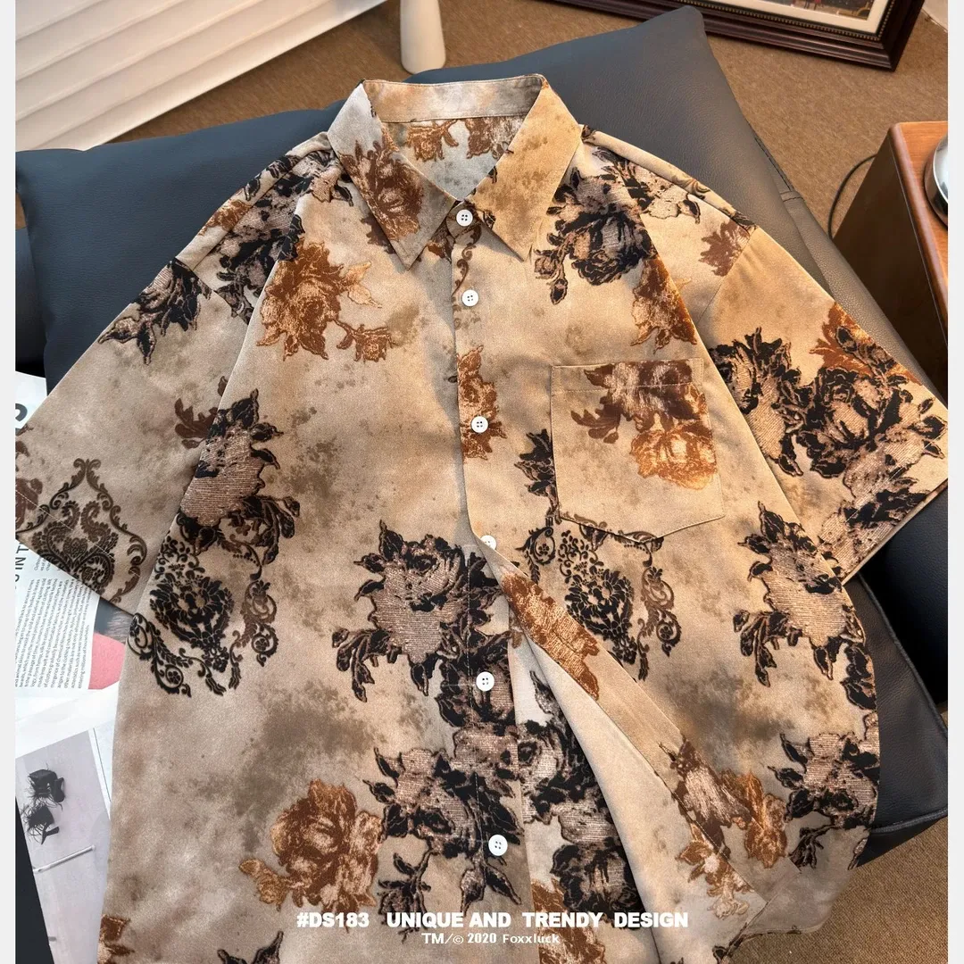 Brown vintage-print T-shirt