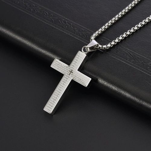 Necklace with a cross and the Lord's Prayer.