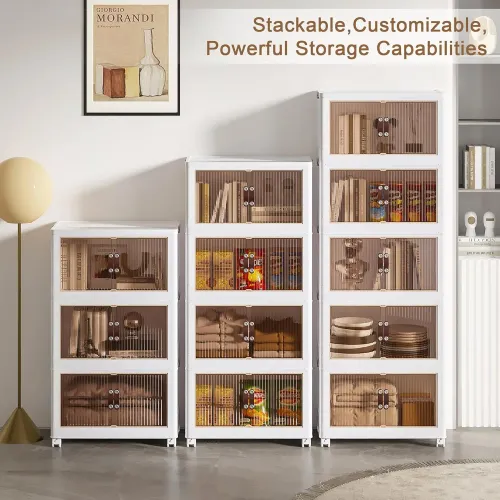 layer Stackable Home Use Clothes Storage Cabinet Multi-Layer Luxury Foldable Wardrobe for Children's Room Bedroom Rent House No Installation Nee