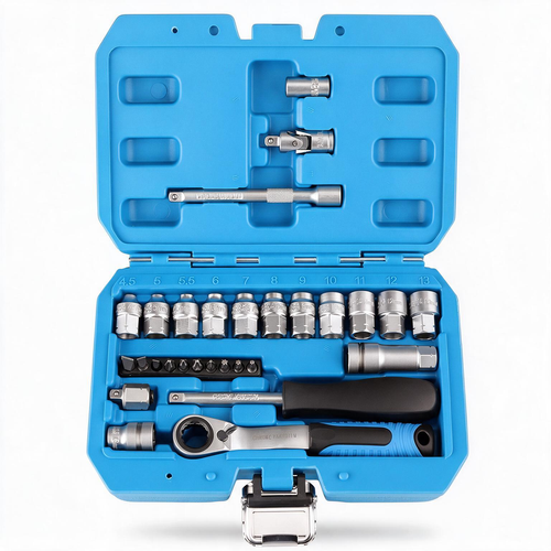 🔧🚗 29pcs Core Ratchet Socket Wrench Kit – Chrome‑vanadium steel, 11 sockets & 10 bits. Perfect for car repairs & DIY 🛠️✨