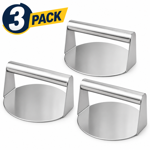 3PCS Stainless Steel Burger Press Circular Dough Press Non‑Stick Meat Smasher for Hamburger Tortilla Dumpling Skin Kitchen Tool