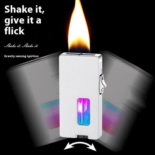 BLACK Seven hole shaking ignition gravity sensing metal lighter