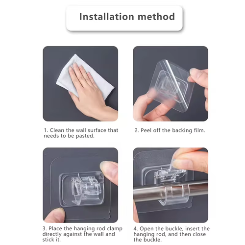 Self-adhesive hooks—drill-free curtain rod hooks