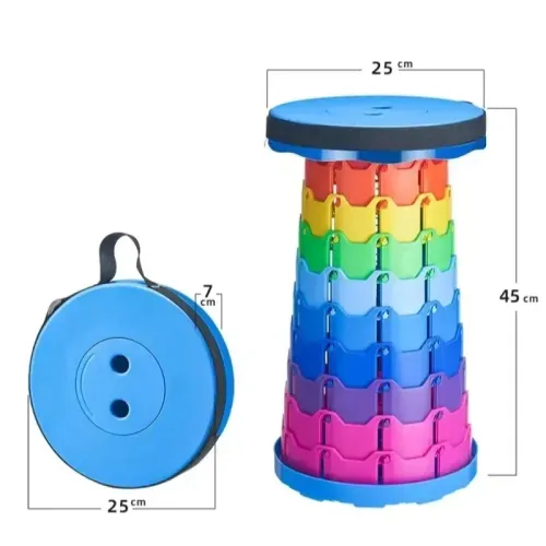 1PC Rainbow Folding Stool Adjustable Height PP Material Portable Collapsible Compact for Camping Fishing Outdoor Activities