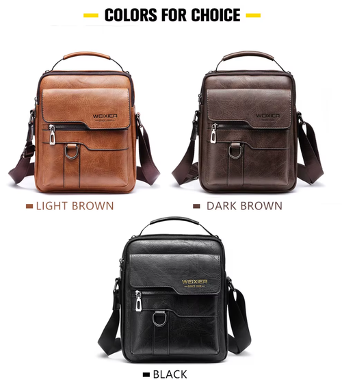 Men's Genuine Leather Crossbody Shoulder Bag