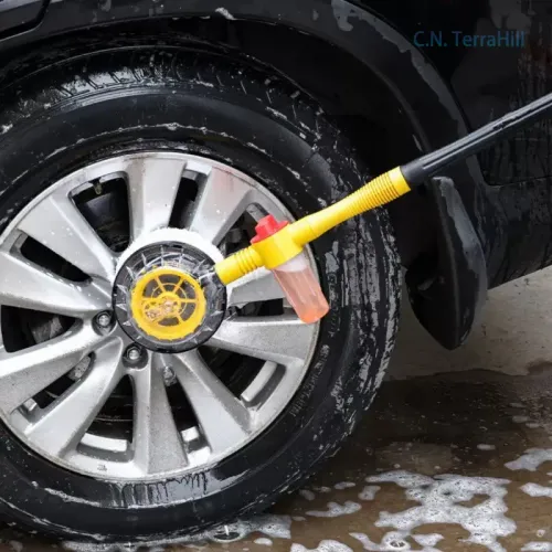 Car Wash Brush with Extendable Handle, Microfiber Chenille Mop Head, Self-Rotating Cleaning Tool for Auto Detailing