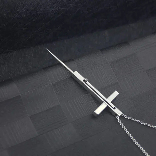 Stainless Steel Retractable Cross Toothpicks Pendant Metal Pocket Toothpicks with Protective Holder Exquisite Toothpick Necklace