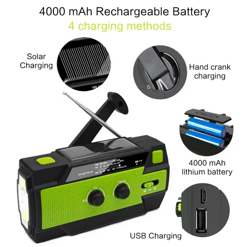 Portable Solar-Powered Hand-Crank Radio