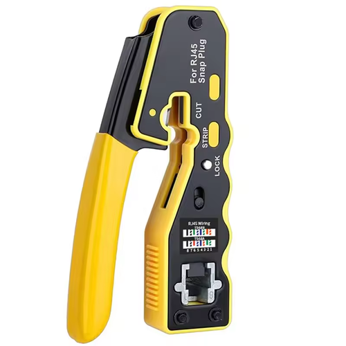RJ45 Crimp Tool Ethernet Crimping Tool All-in-one Crimper for Cat6a Cat6 Stripping Crimping Tool with 8P8C Ethernet Connectors