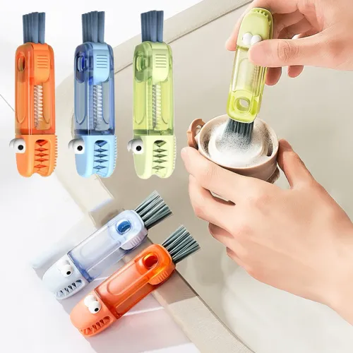 3 In 1 Multifunctional Cleaning Brush Tiny Bottle Cup Lid Detail Brush Straw Cleaner Tools Household Kitchen Cleaning Tool