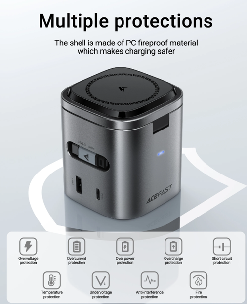 ACEFAST 6 in 1 Multifunction 15W Magnetic Wireless Charging Station For iPhone 16 15 GaN PD65W Charging Cube USB C Fast Charging