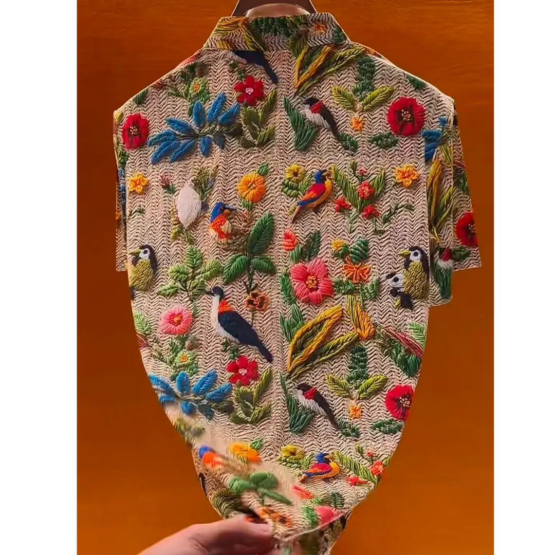 Men's Floral Ice Silk Shirt