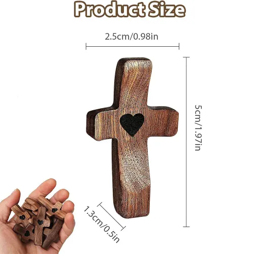 3Pcs -10Pcs  Black Walnut Wood Pocket Cross Stress Relief Spiritual Companion Cross My HeartPocket Christian Gift for Prayer & Faith